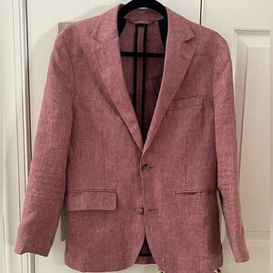 Bonobos unconstructed Italian Blazer 36s slim fit 100% linen
Red herringbone